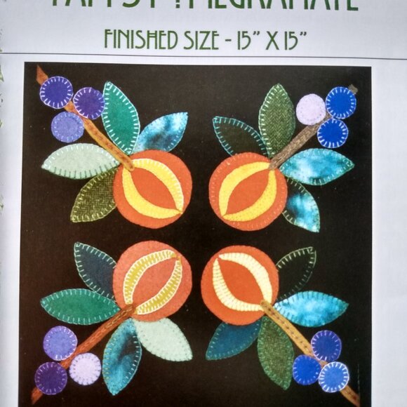 Vintage Pomegranate Quilt Block Sewing Pattern Felted Wool 90s Wild Thymes - Picture 4 of 6